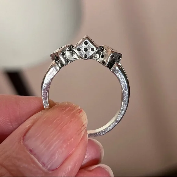 Vintage Retro Silver Dice Goth punk Disco Ring - Picture 10 of 16